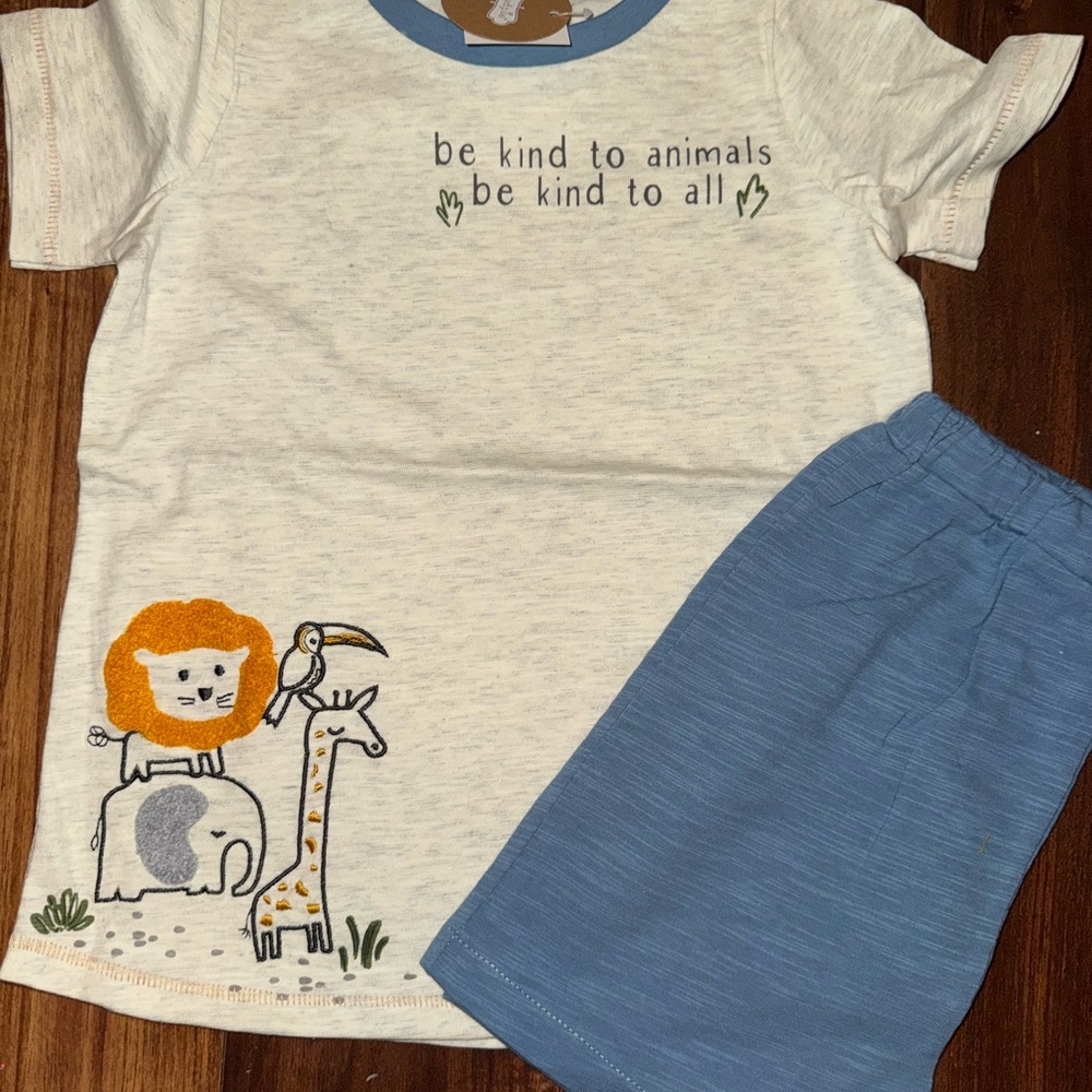 Mud Pie Cream and Blue Kids Matching Set
